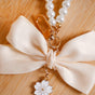 Whimsical Satin Bow And Pearl Keychain