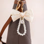 Whimsical Satin Bow And Pearl Keychain