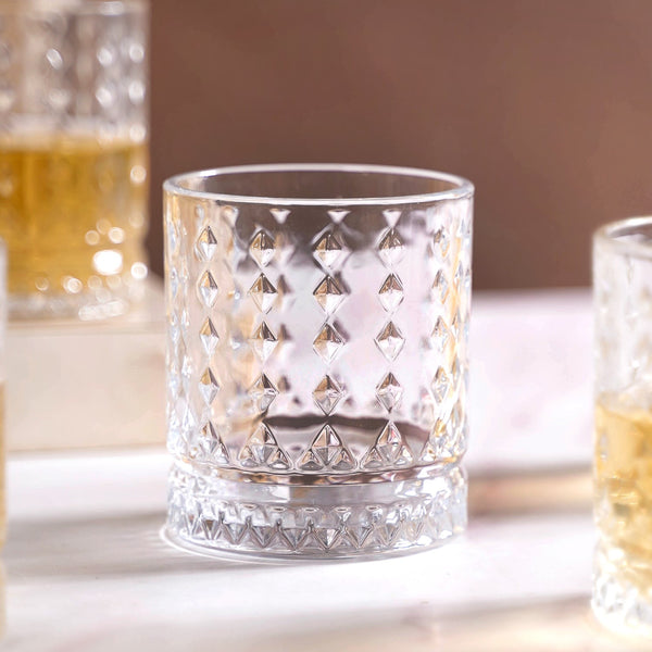 Diamond Embossed Whiskey Glasses Set Of 6 250ml