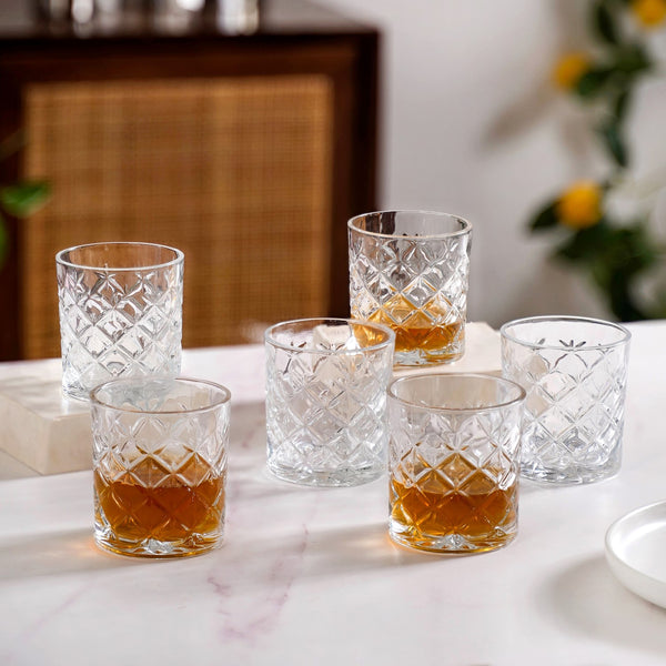 Scotch Glass Crosshatch Pattern Set Of 6 240ml