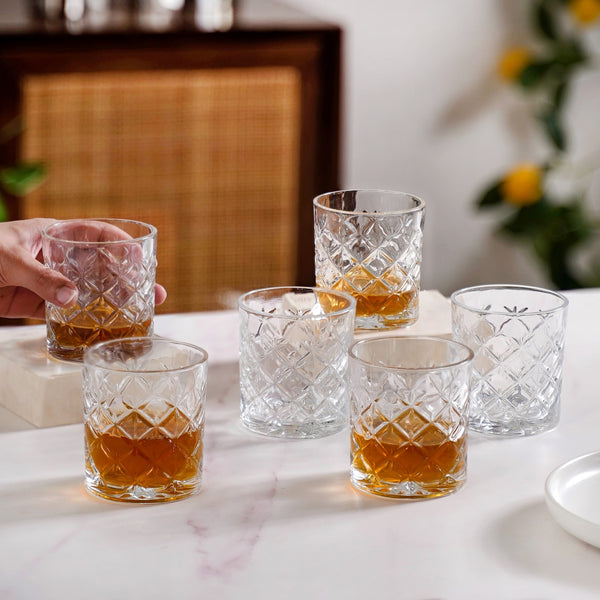 Scotch Glass Crosshatch Pattern Set Of 6 240ml