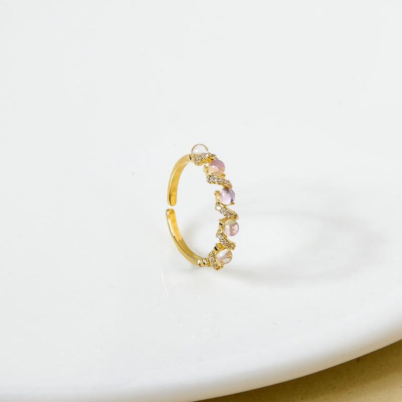 Whispering Pink Blush Statement Gold Ring