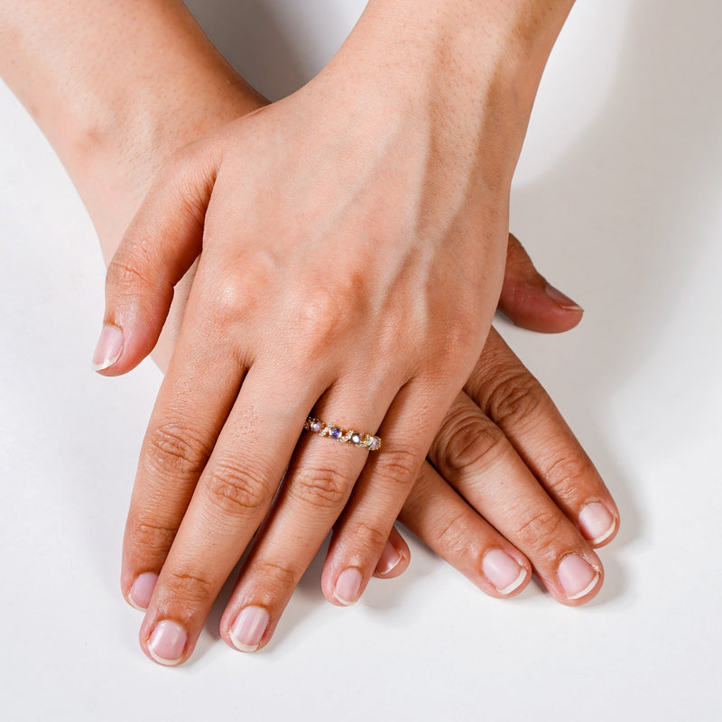 Whispering Pink Blush Statement Gold Ring