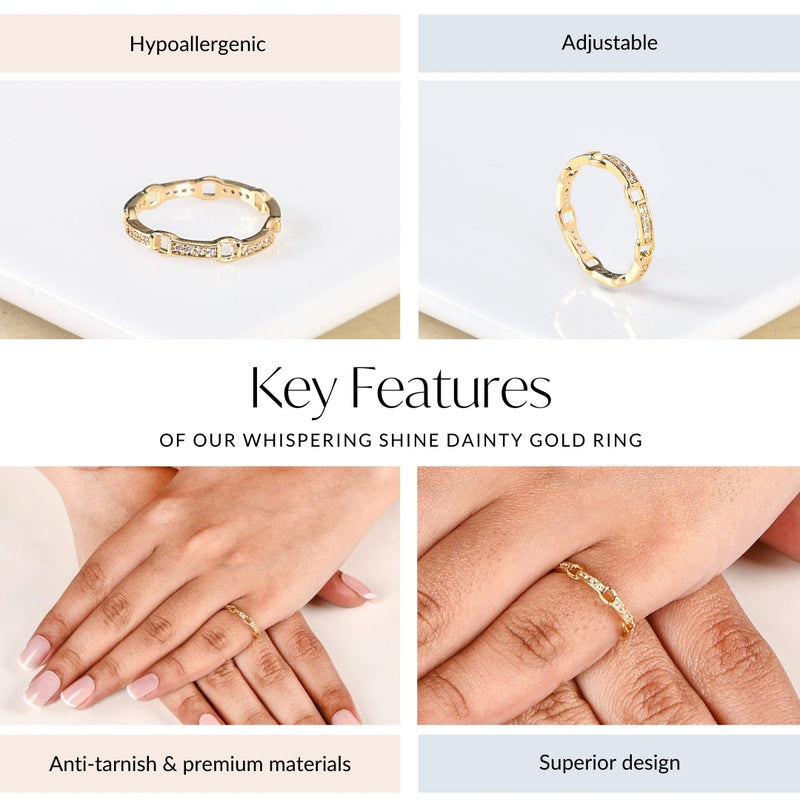 Whispering Shine Dainty Gold Ring