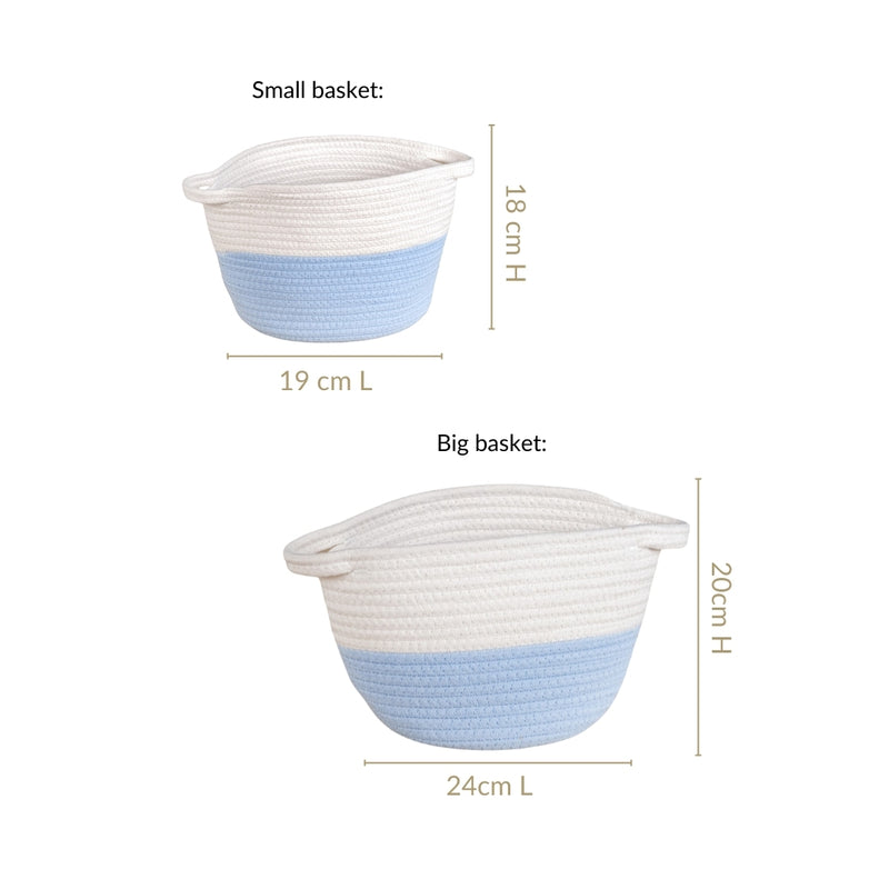 White And Blue Basket Set Of 2