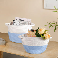 White And Blue Basket Set Of 2