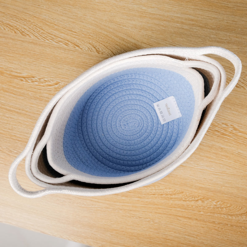 White And Blue Basket Set Of 2