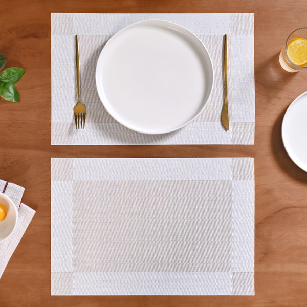 White Beige Reversible Dining Table Mats Set Of 6