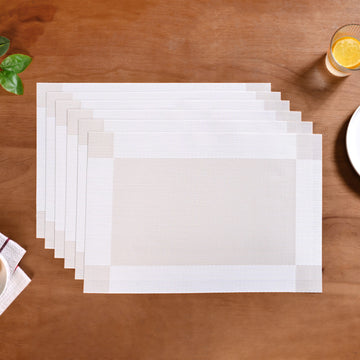White And Cream Reversible Dining Table Mats Set Of 6