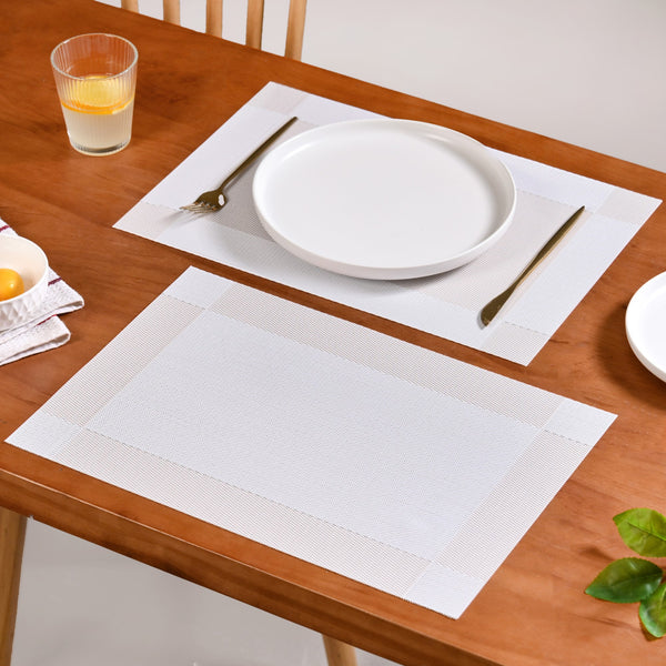 White Beige Reversible Dining Table Mats Set Of 6