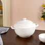 White Ceramic Pot And Bowl Set With Spoons And Wooden Stand