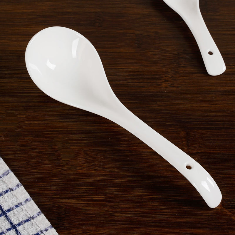 White Ceramic Pot And Bowl Set With Spoons And Wooden Stand
