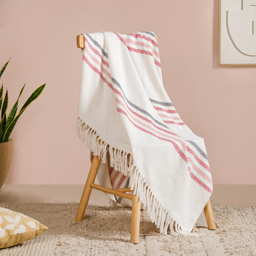 White Chevron Pattern Pure Cotton Throw Blanket