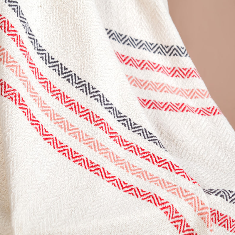 White Chevron Pattern Pure Cotton Throw Blanket