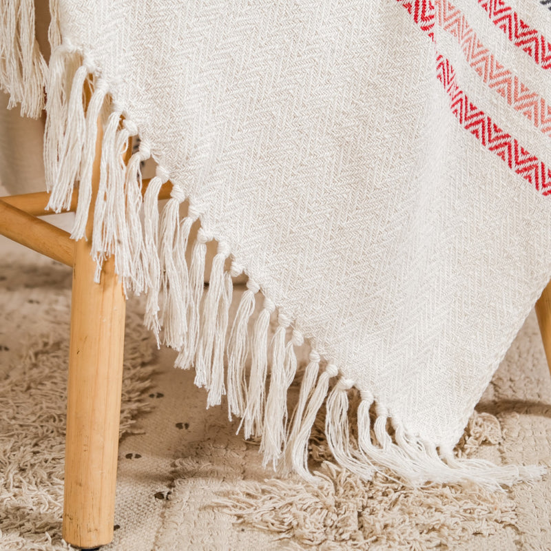 White Chevron Pattern Pure Cotton Throw Blanket