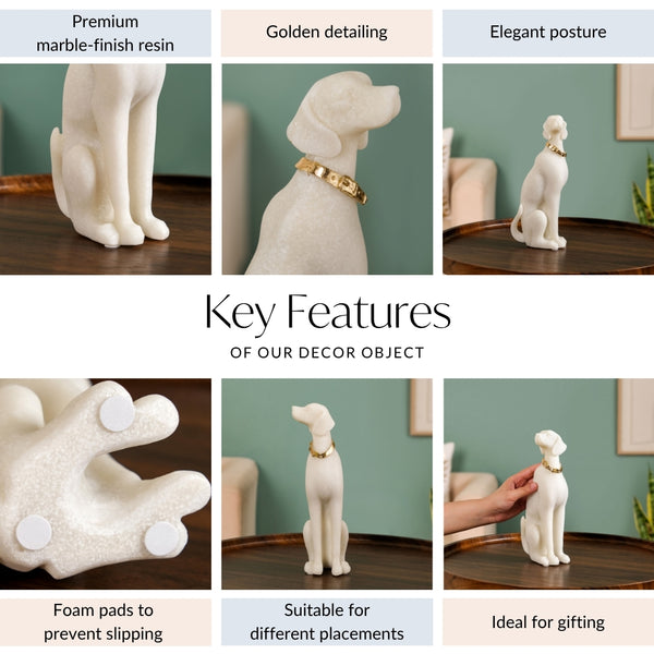 White Sitting Dog Luxe Statue
