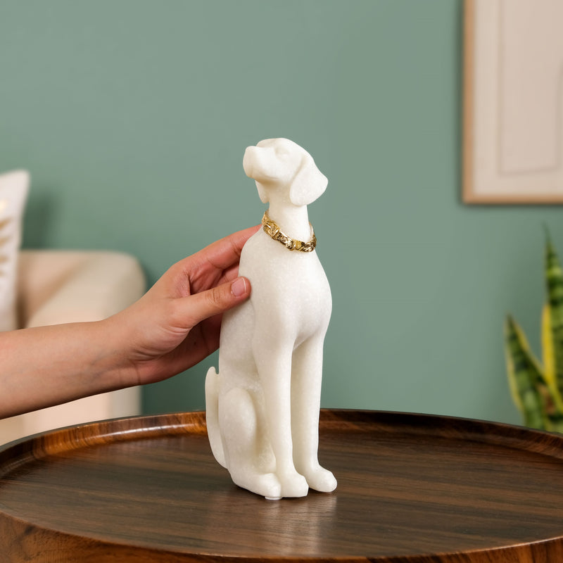 White Dobermann Dog Statue