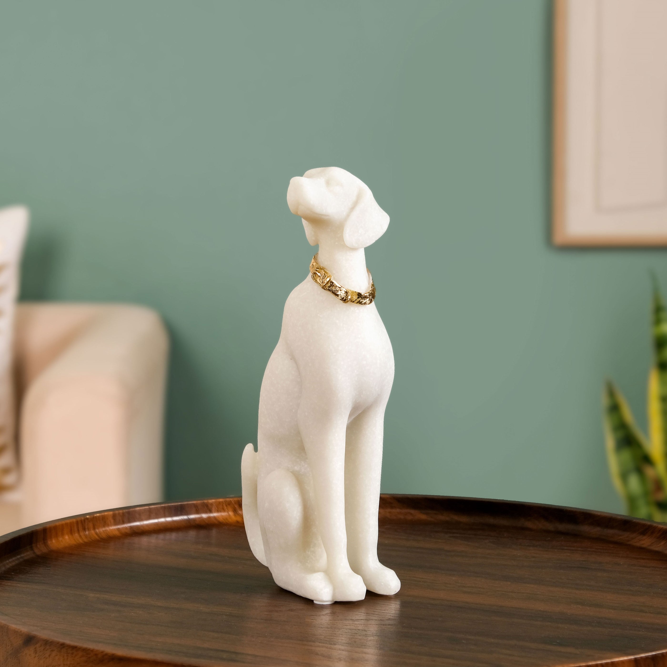White Sitting Dog Luxe Statue