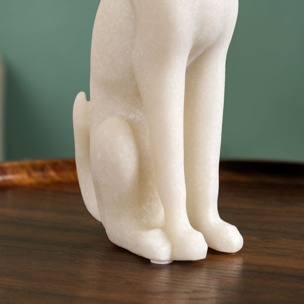 White Sitting Dog Luxe Statue