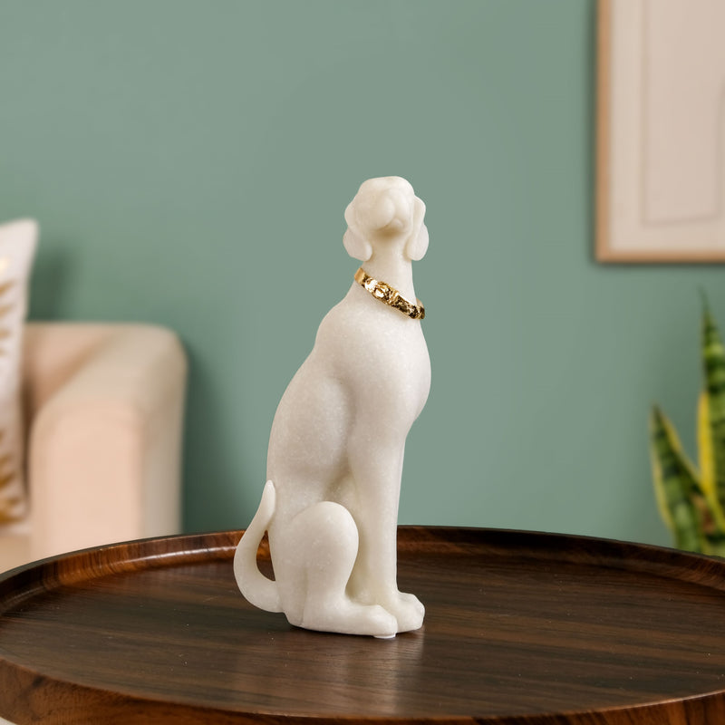 White Dobermann Dog Statue