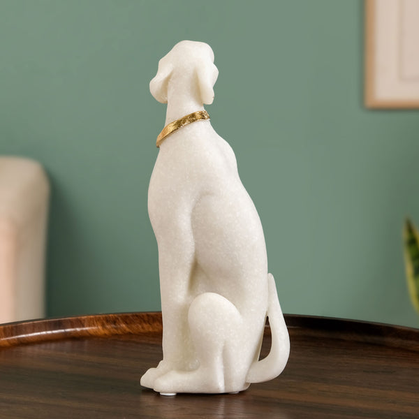 White Sitting Dog Luxe Statue