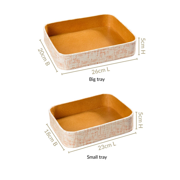 White Organiser Tray Quadrata Pattern Set Of 2