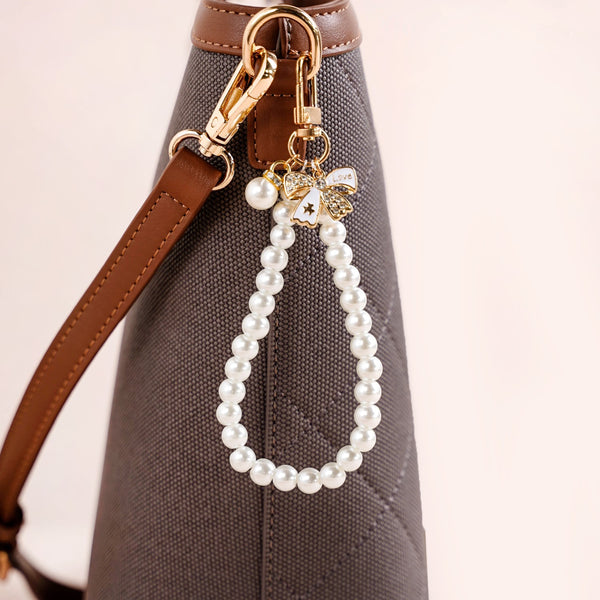 White Pearl Keychain With Lobster Clasp