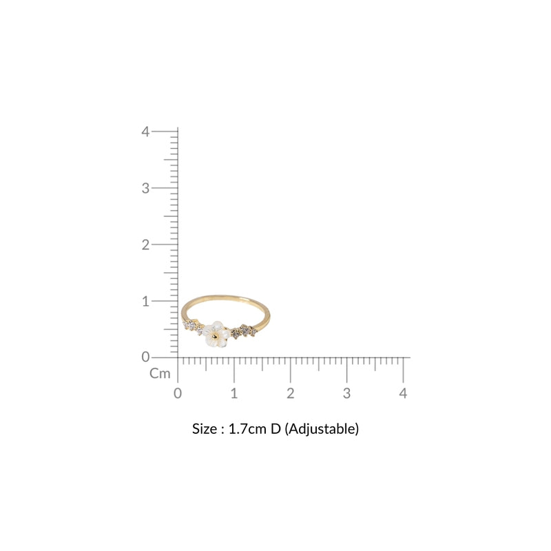 White Periwinkle Dainty Gold Ring