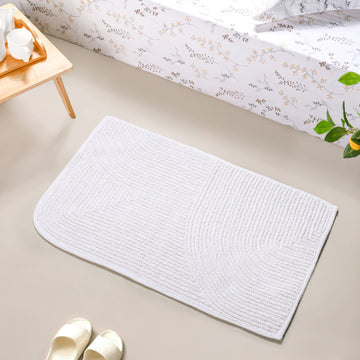 White Ribbed Cotton Reversible Floor Mat 82x50cm