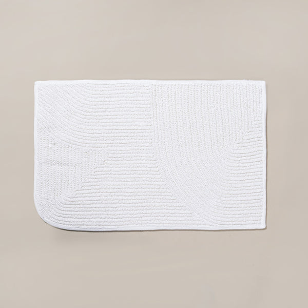 Ribbed Cotton Anti Slip Reversible Floor Mat White 82x50cm