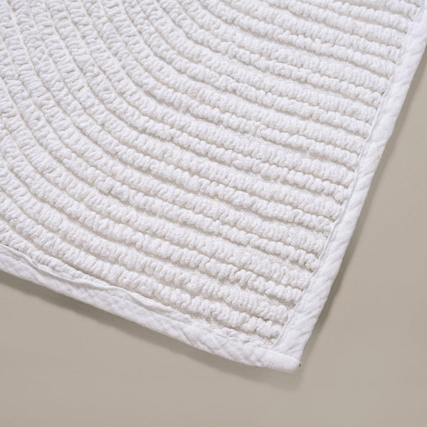 Ribbed Cotton Anti Slip Reversible Floor Mat White 82x50cm