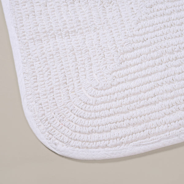 Ribbed Cotton Anti Slip Reversible Floor Mat White 82x50cm