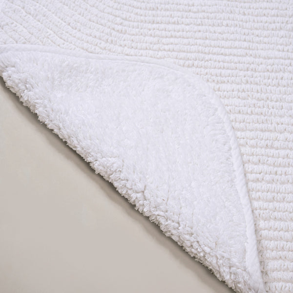 Ribbed Cotton Anti Slip Reversible Floor Mat White 82x50cm