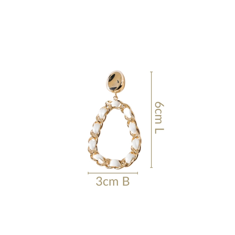 White Threaded Gold Danglers