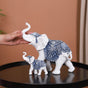 Mother & Baby White Elephant Decor Showpiece