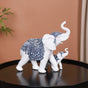 Mother & Baby White Elephant Decor Showpiece