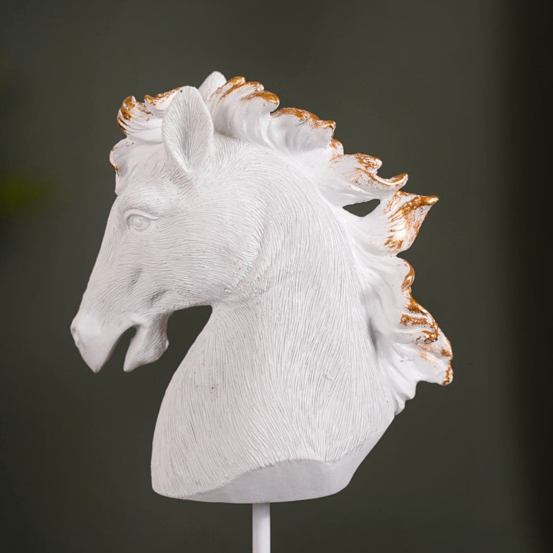White Horse Decor Showpiece With Stand Small