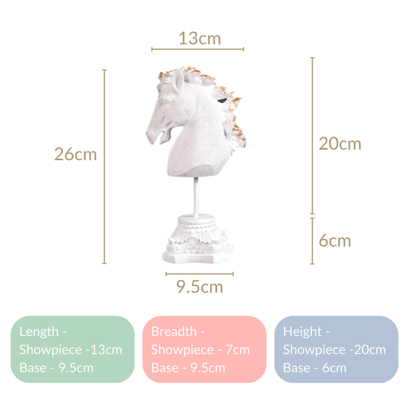 White Horse Decor Showpiece With Stand Small