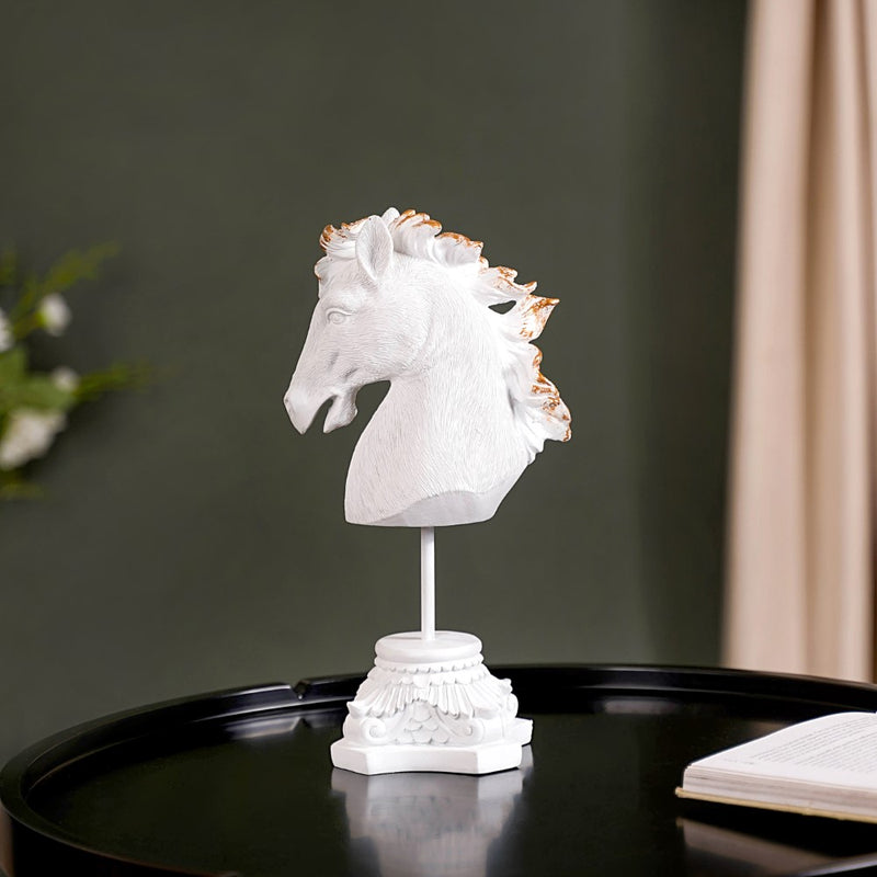 White Horse Decor Showpiece With Stand Small