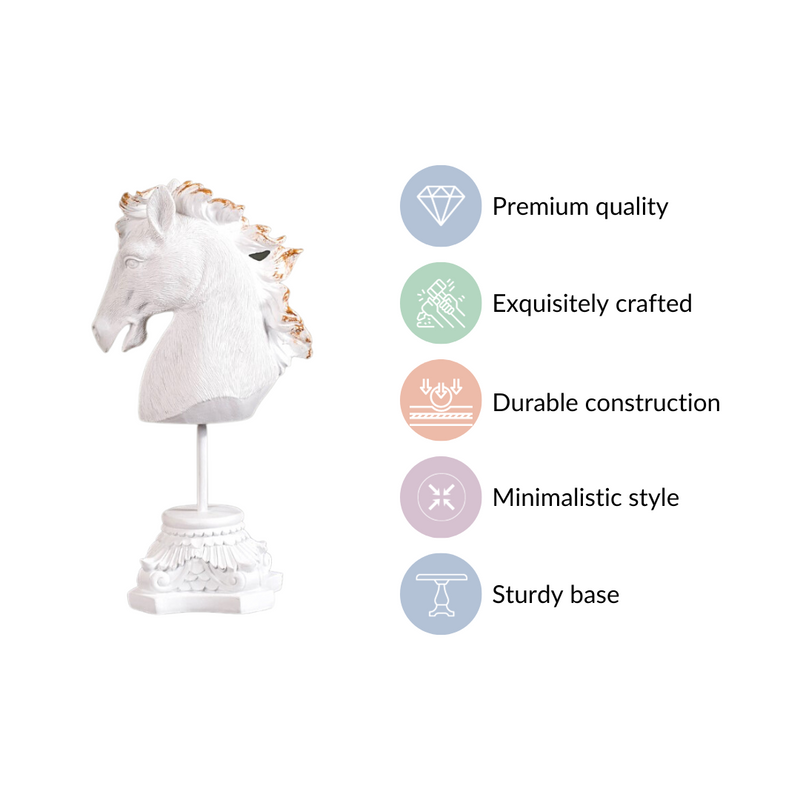 White Horse Decor Showpiece With Stand Small