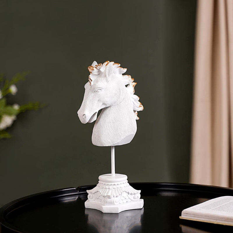 White Horse Decor Showpiece With Stand Small