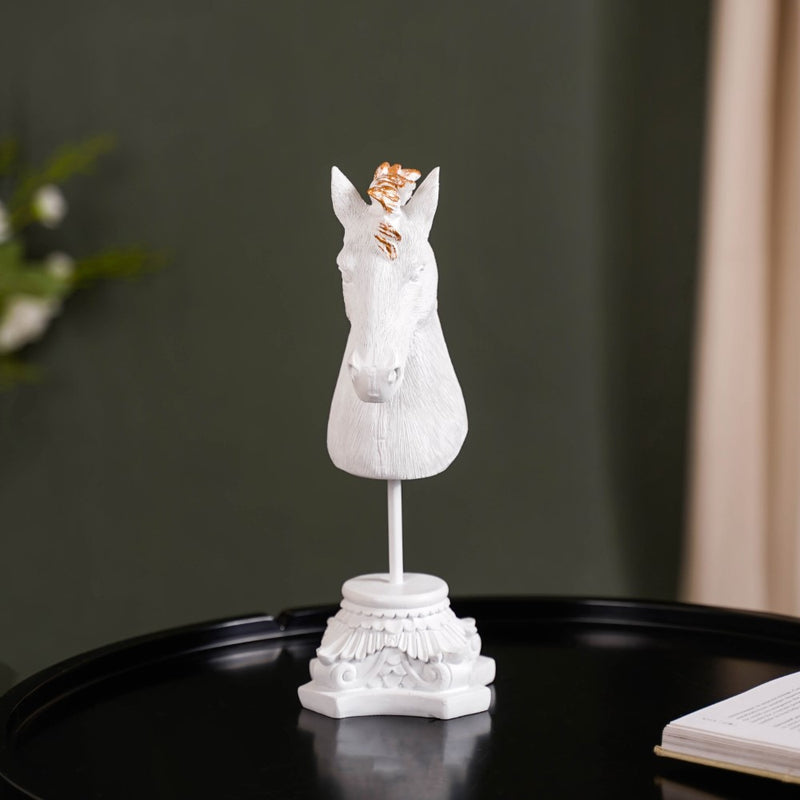 White Horse Decor Showpiece With Stand Small