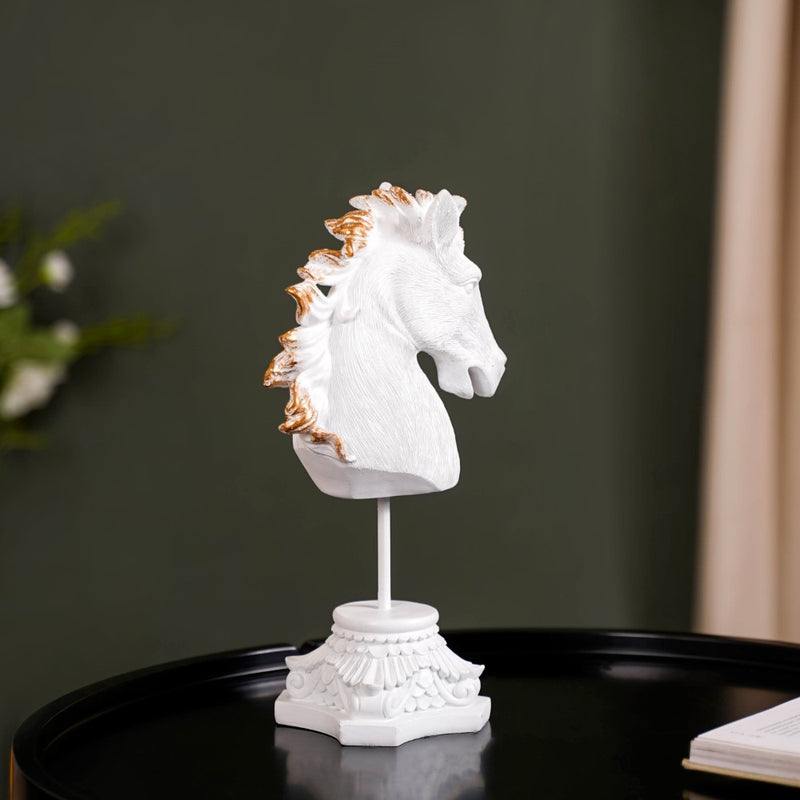 White Horse Decor Showpiece With Stand Small