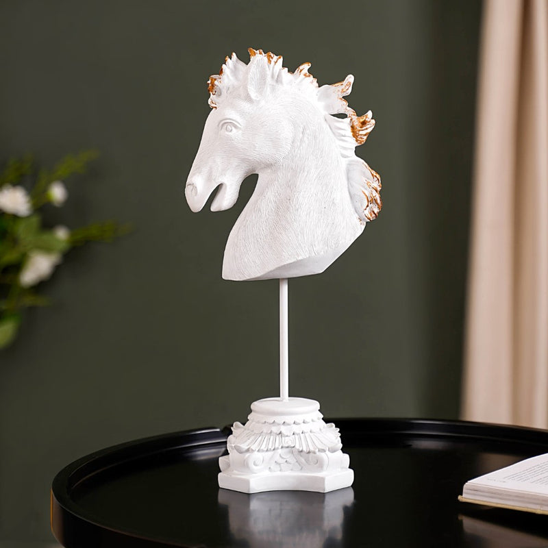 White Horse Decor Showpiece With Stand Large