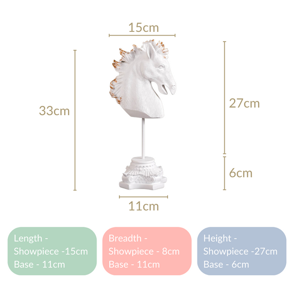 White Horse Decor Showpiece With Stand Large