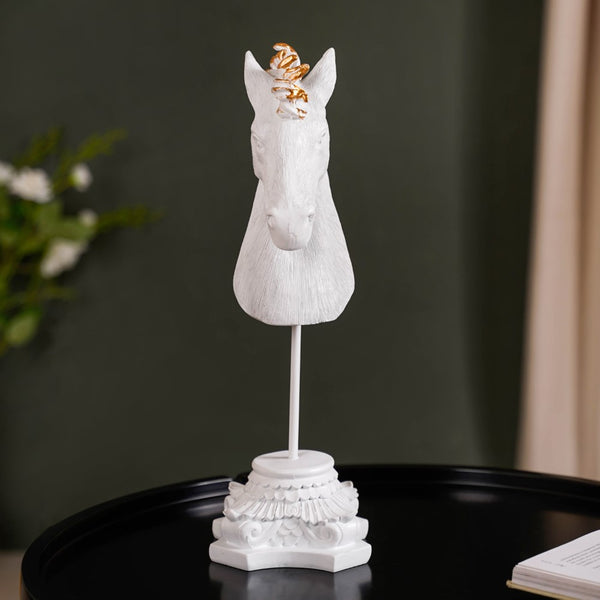 White Horse Decor Showpiece With Stand Large