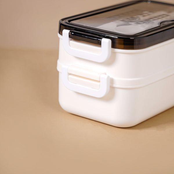 White Airtight Tiered Tiffin Box With Clip Locks 1050ml