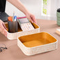 White Organiser Tray Quadrata Pattern Set Of 2
