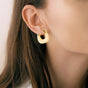 White And Gold Huggie Hoop Earrings