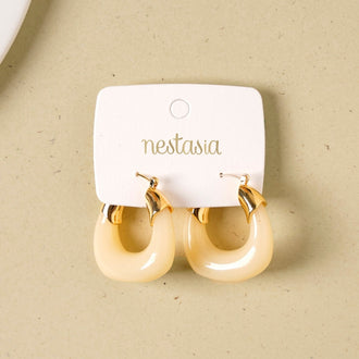 White And Gold Huggie Hoop Earrings